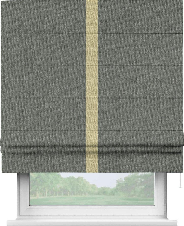 Римская штора «Кортин» с кантом Хайвэй, для проема, ткань лён димаут, тёмно-серый